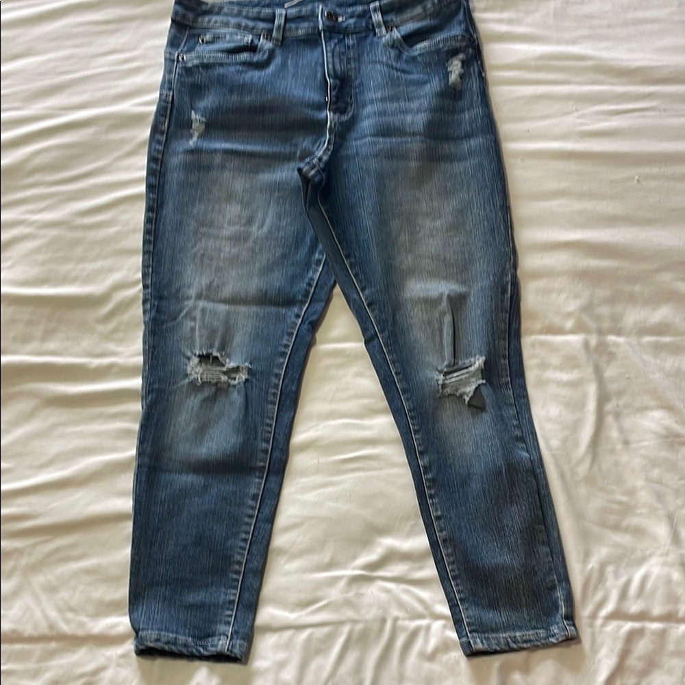 Distressed Blue Denim Jeans